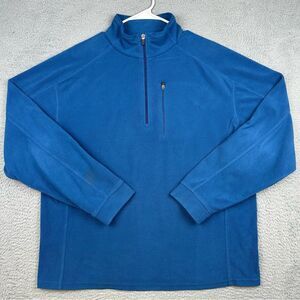 LL Bean Fleece Sweatshirt Mens‎ Large Blue 1/4 Zip Pocket Outdoor Hiking Camp